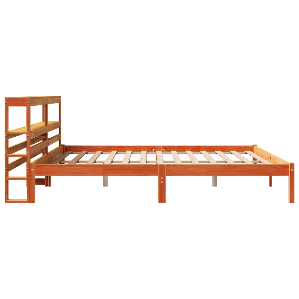 Bed Frame with Headboard without Mattress Wax Brown 180x200 cm Super King