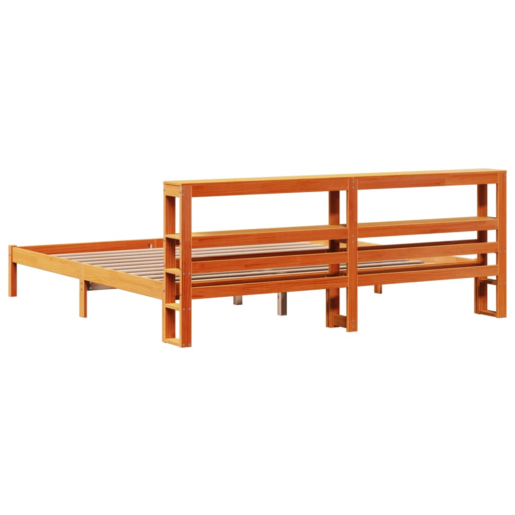 Bed Frame with Headboard without Mattress Wax Brown 180x200 cm Super King