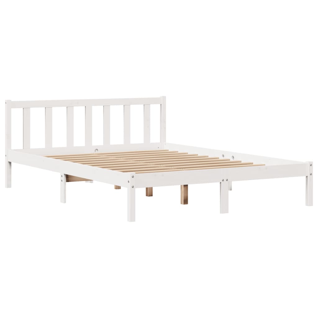 Bed Frame without Mattress White 160x200 cm Solid Wood Pine