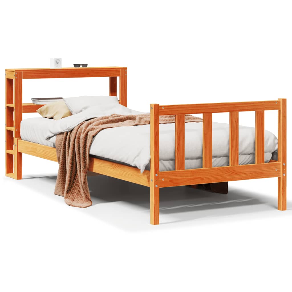 Bed Frame with Headboard without Mattress Wax Brown 90x190 cm Single