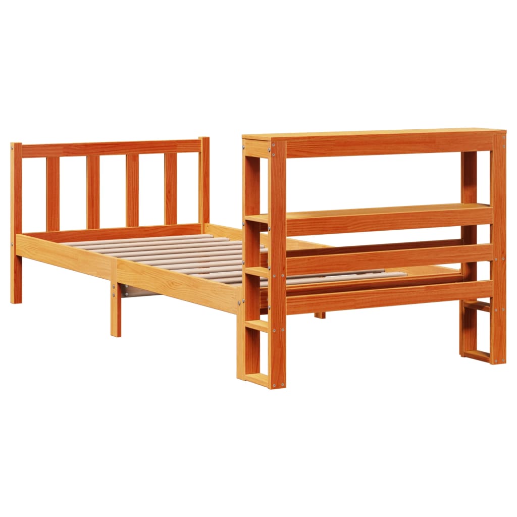 Bed Frame with Headboard without Mattress Wax Brown 90x190 cm Single