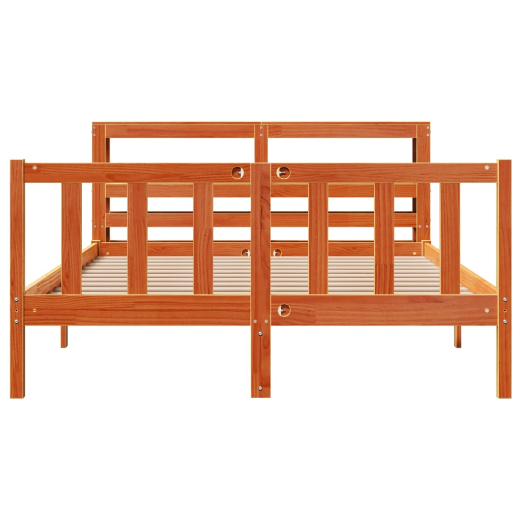 Bed Frame with Headboard without Mattress Wax Brown 135x190 cm Double