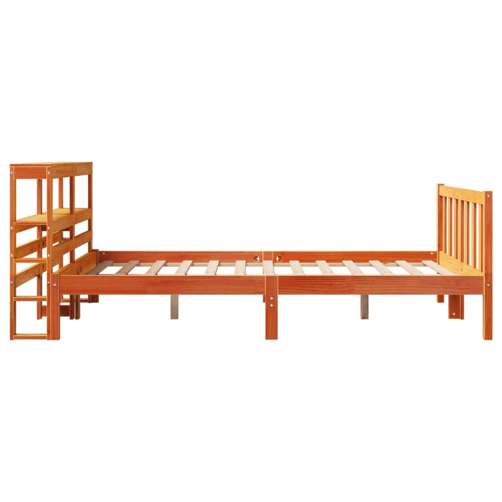 Bed Frame with Headboard without Mattress Wax Brown 135x190 cm Double