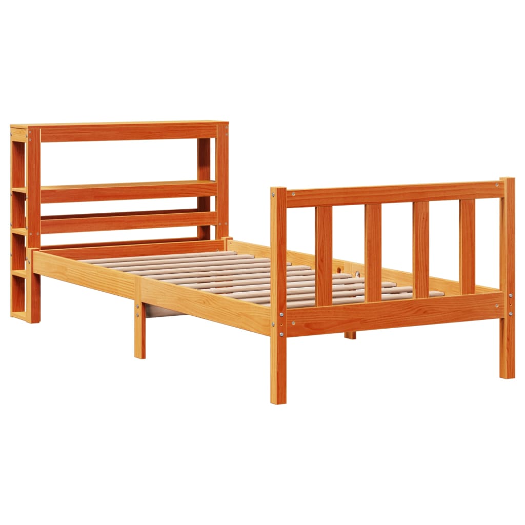 Bed Frame with Headboard without Mattress Wax Brown 90x200 cm