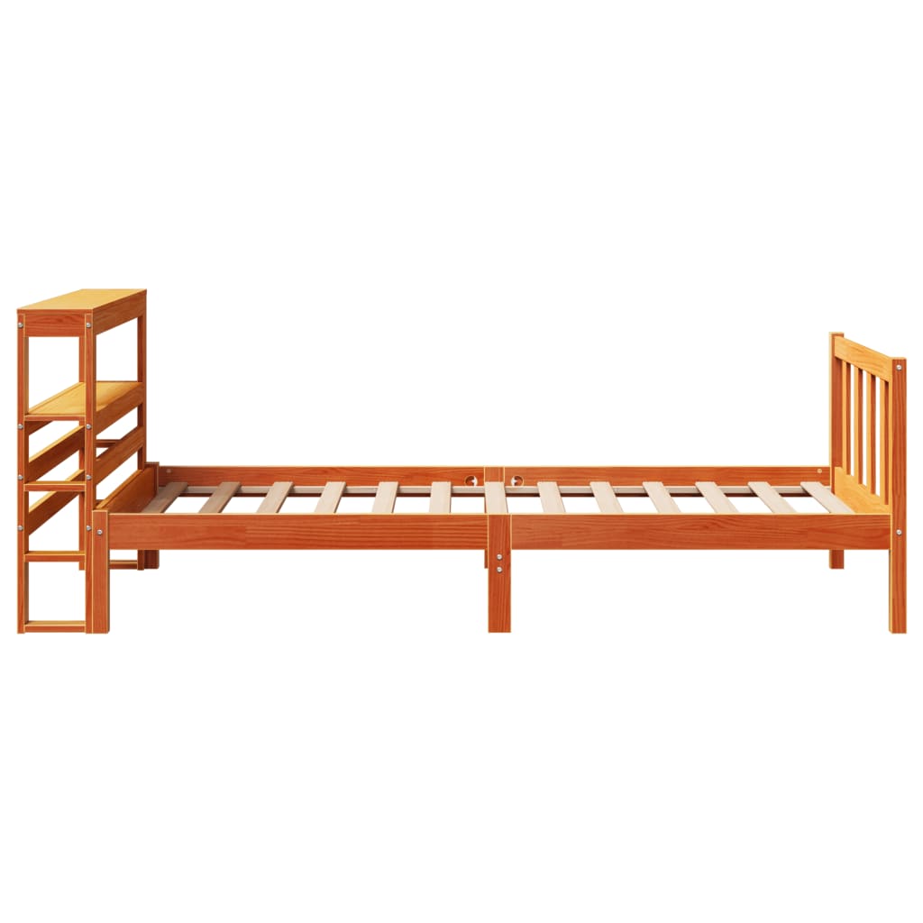 Bed Frame with Headboard without Mattress Wax Brown 90x200 cm