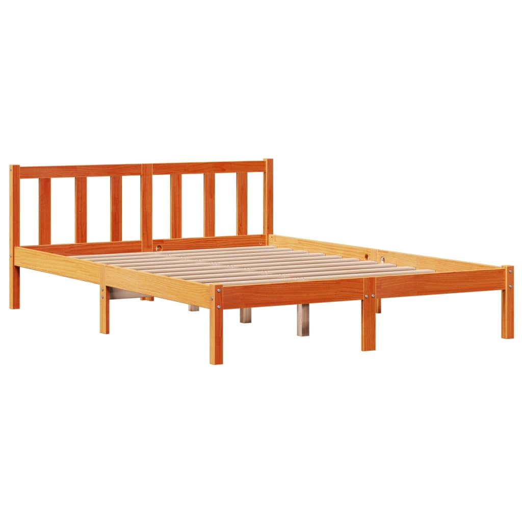 Bed Frame with Headboard without Mattress Wax Brown 140x200 cm
