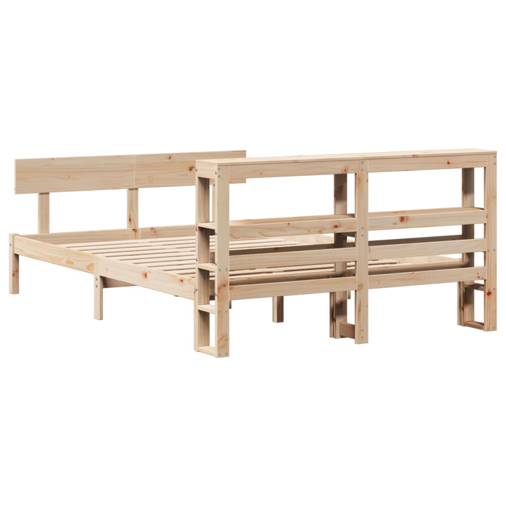 Bed Frame without Mattress 150x200 cm King Size Solid Wood Pine