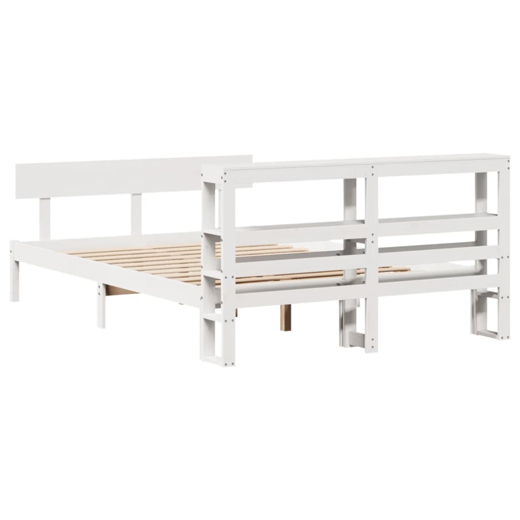 Bed Frame without Mattress White 150x200 cm King Size Solid Wood Pine