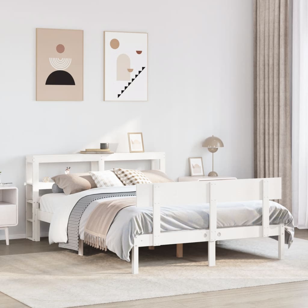Bed Frame without Mattress White 160x200 cm Solid Wood Pine