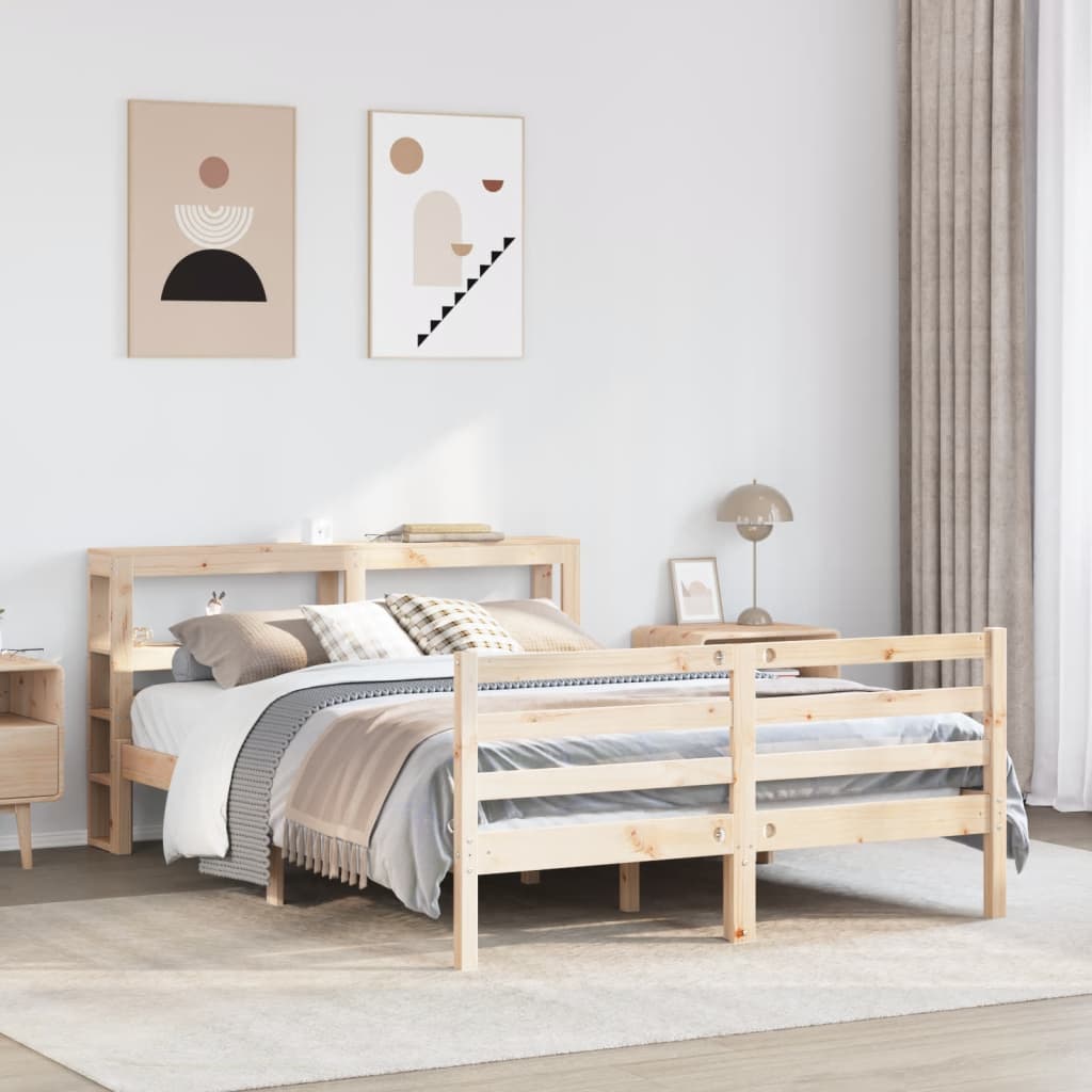 Bed Frame without Mattress 150x200 cm King Size Solid Wood Pine