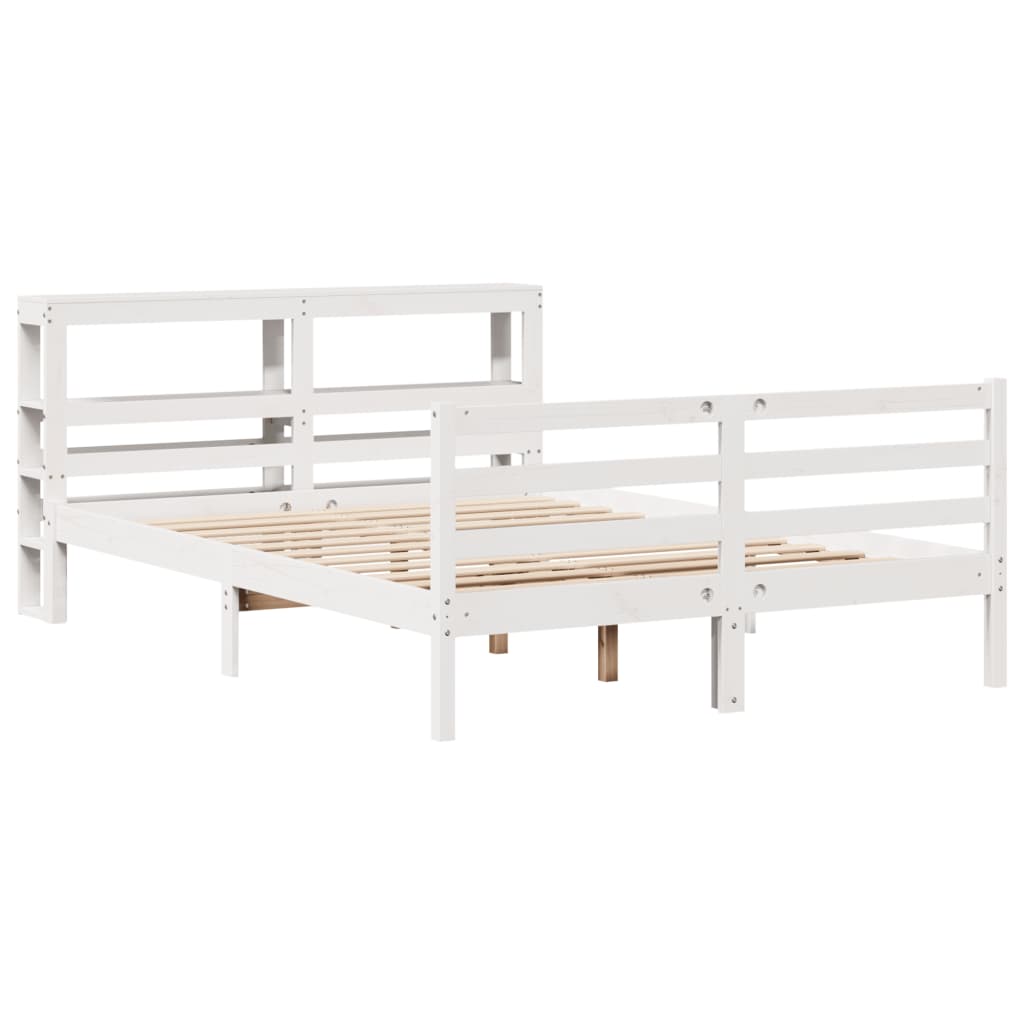 Bed Frame without Mattress White 150x200 cm King Size Solid Wood Pine