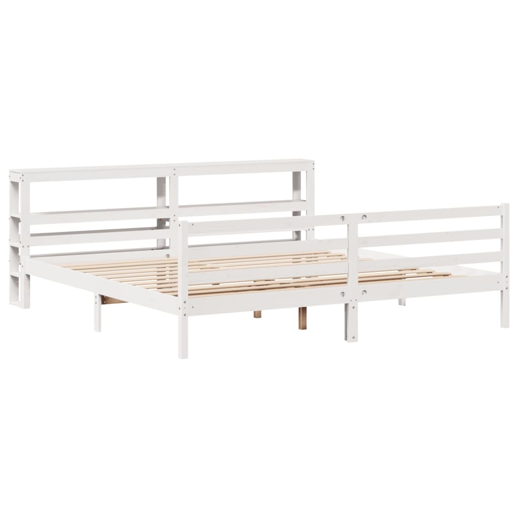 Bed Frame without Mattress White 180x200 cm Super King Solid Wood Pine