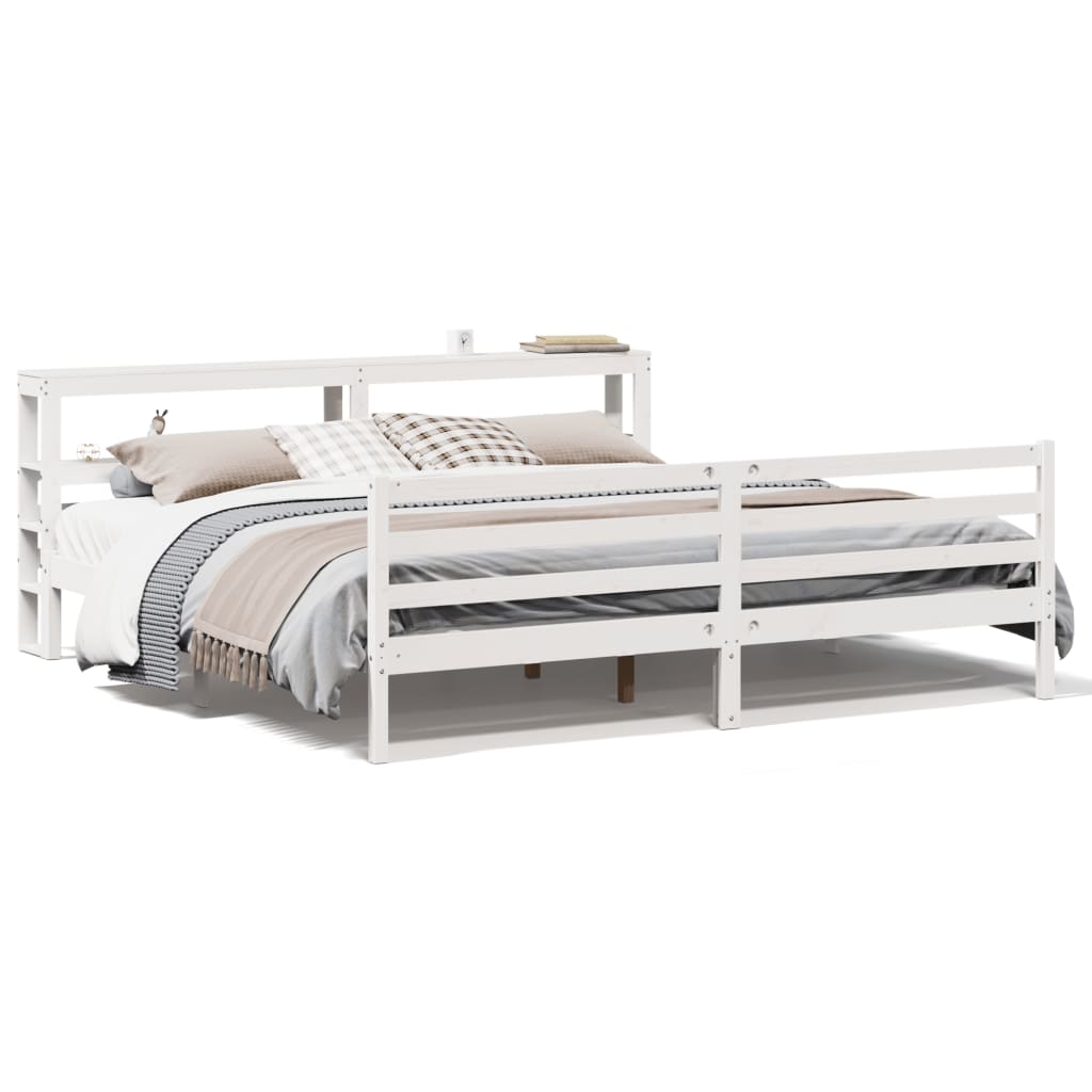 Bed Frame without Mattress White 180x200 cm Super King Solid Wood Pine