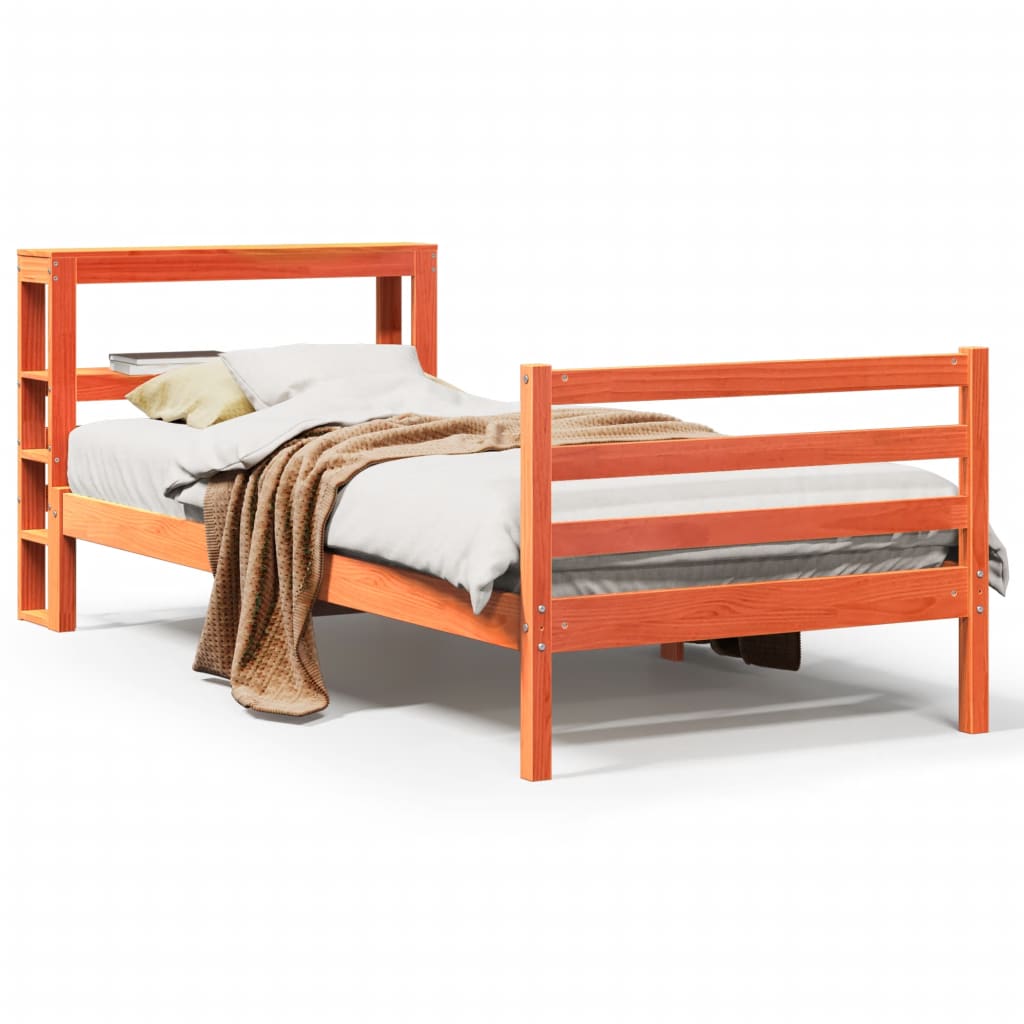 Bed Frame without Mattress Wax Brown 75x190 cm Small Single Solid Wood Pine