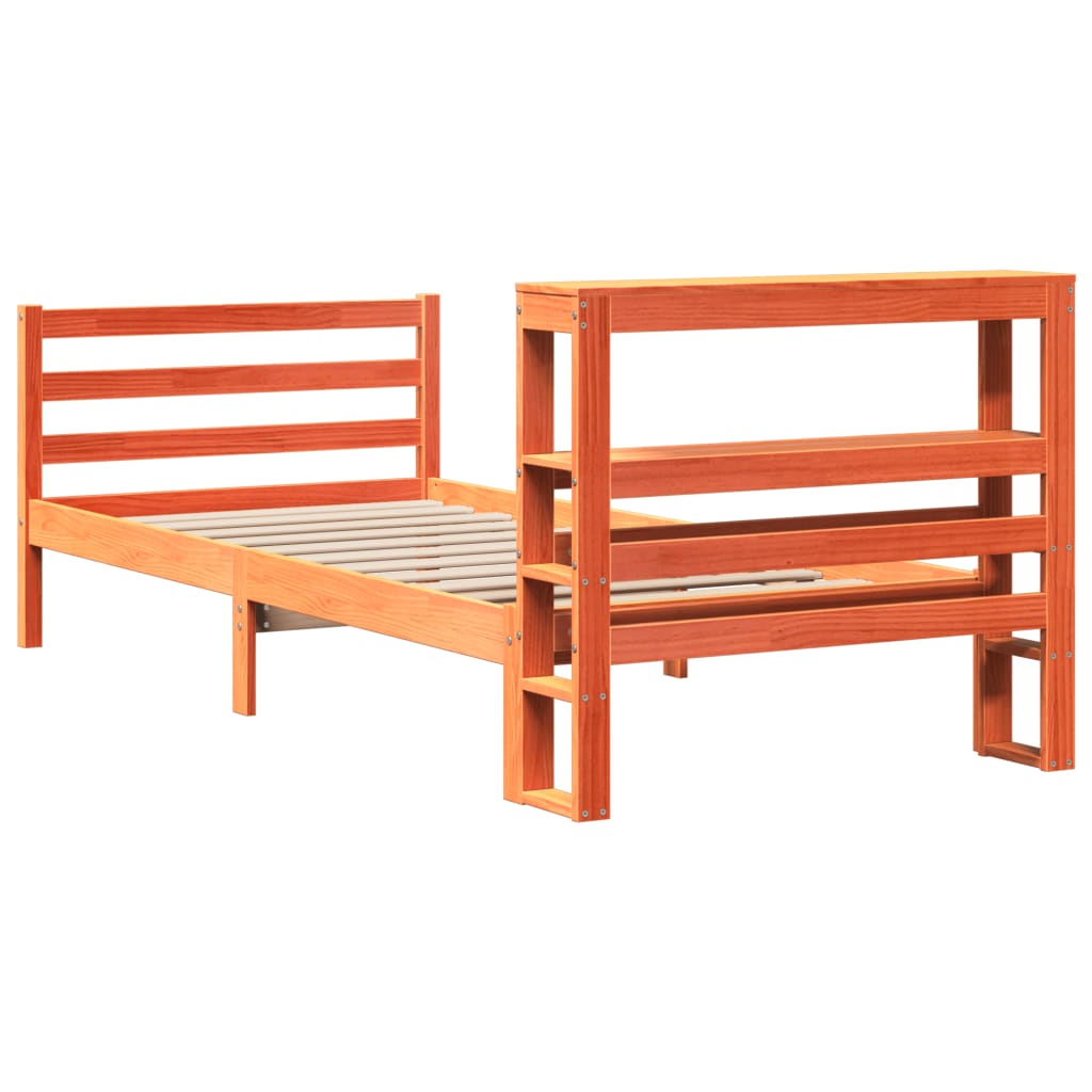 Bed Frame without Mattress Wax Brown 75x190 cm Small Single Solid Wood Pine