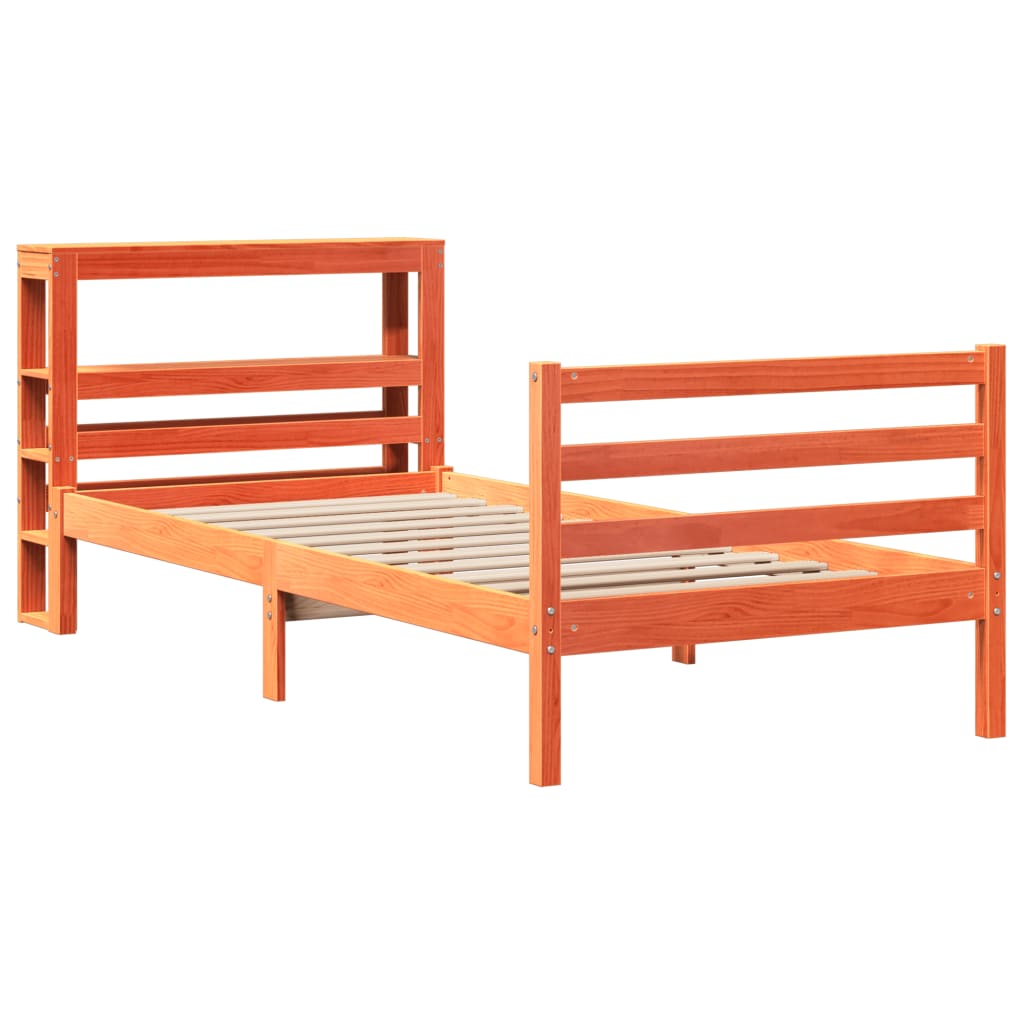 Bed Frame without Mattress Wax Brown 90x190 cm Single Solid Wood Pine