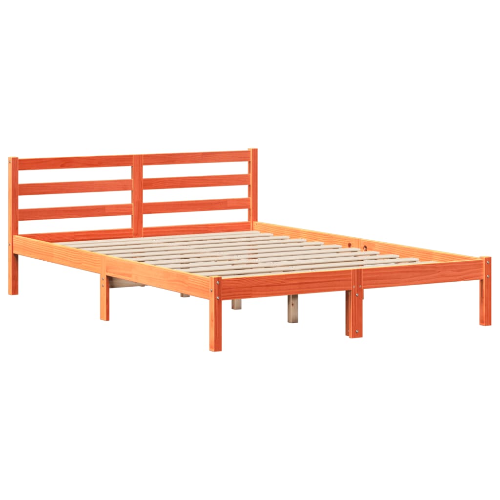 Bed Frame without Mattress Wax Brown 135x190 cm Double Solid Wood Pine