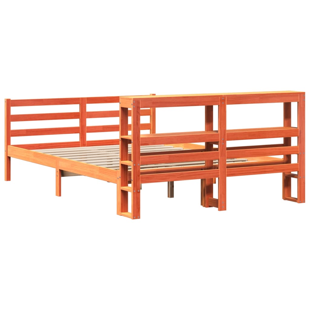 Bed Frame without Mattress Wax Brown 135x190 cm Double Solid Wood Pine