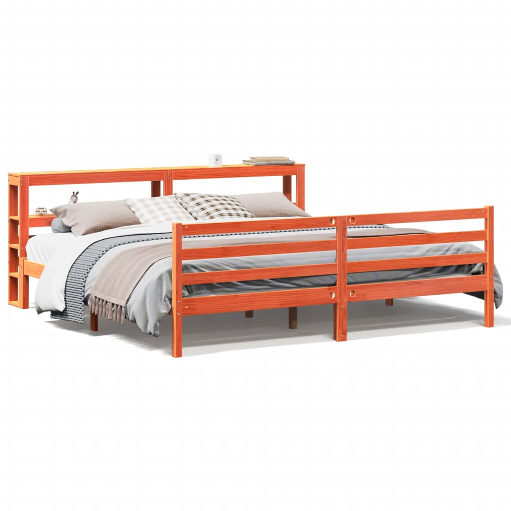 Bed Frame without Mattress Wax Brown 180x200 cm Super King Solid Wood Pine