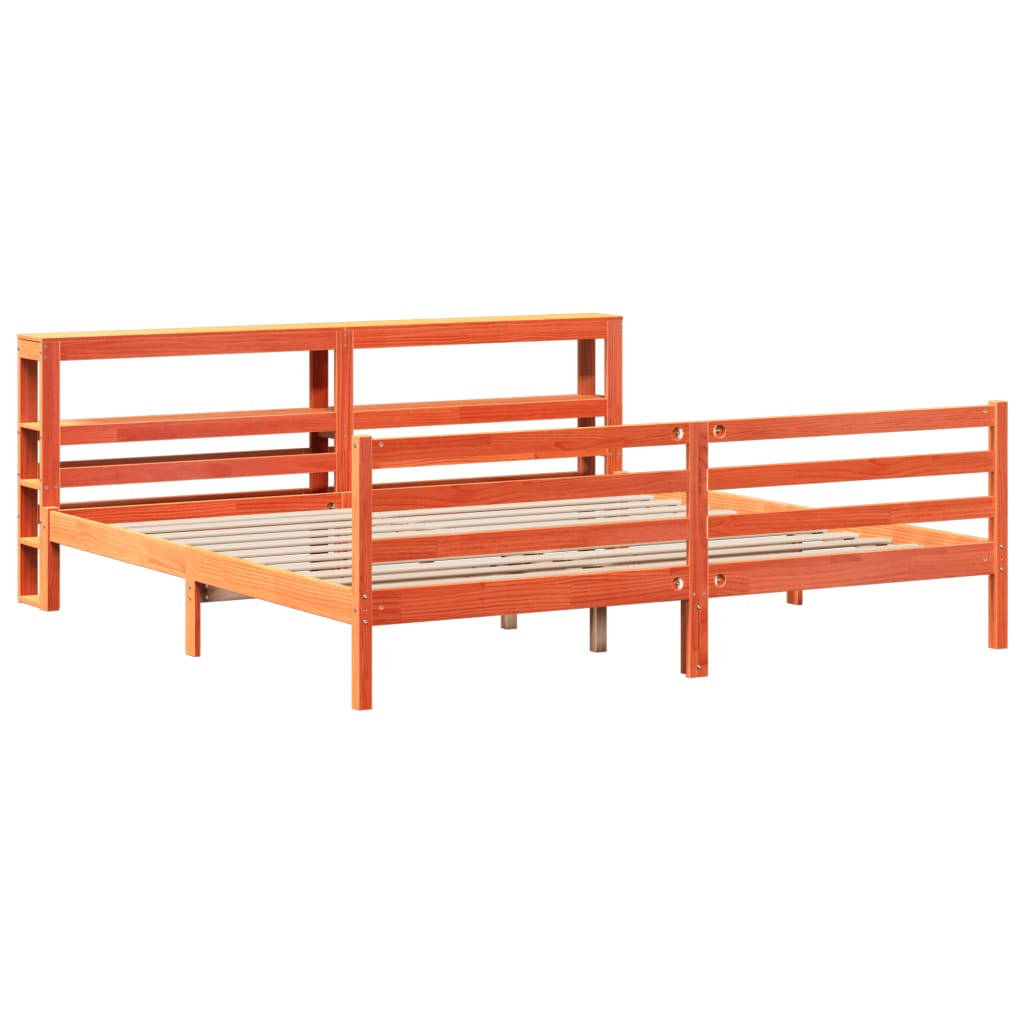 Bed Frame without Mattress Wax Brown 180x200 cm Super King Solid Wood Pine