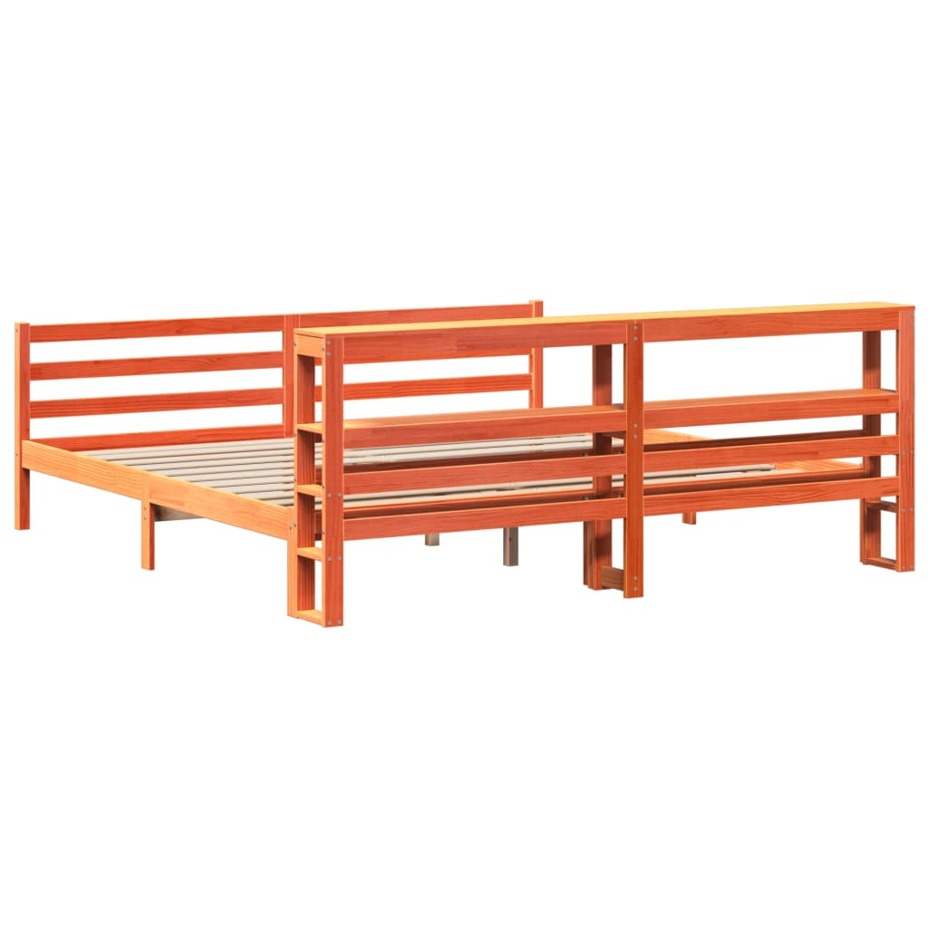 Bed Frame without Mattress Wax Brown 180x200 cm Super King Solid Wood Pine