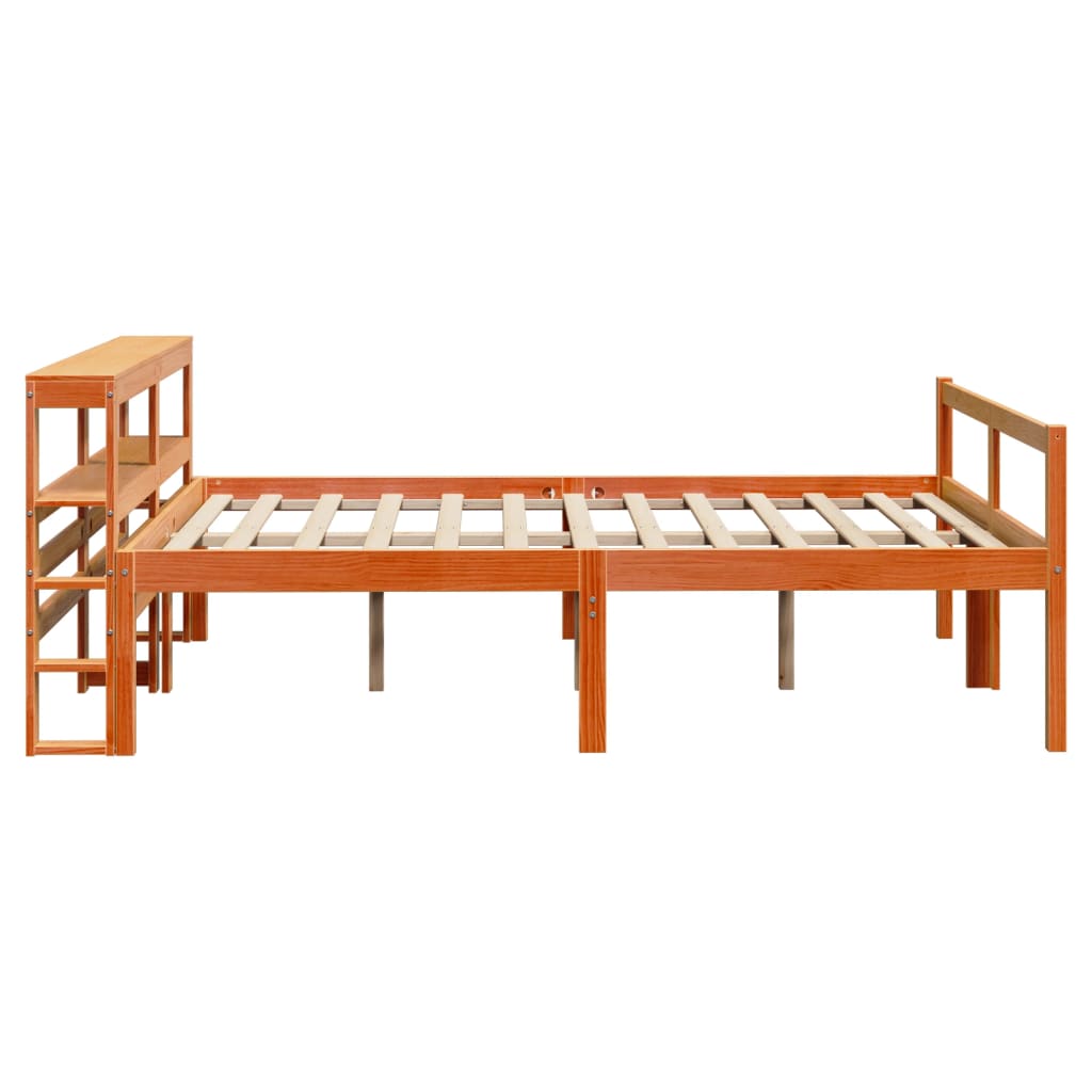 Bed Frame with Headboard without Mattress Wax Brown 135x190 cm Double