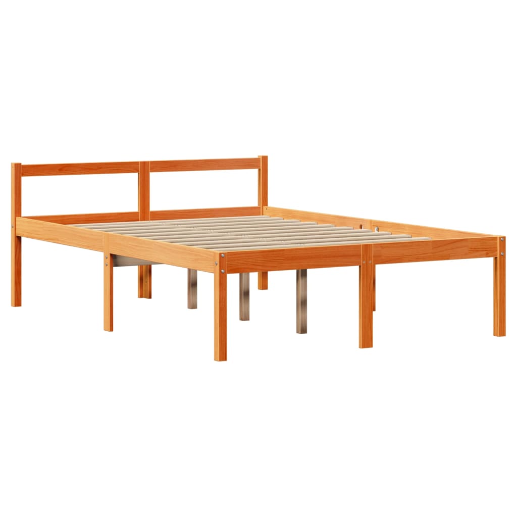 Bed Frame with Headboard without Mattress Wax Brown 135x190 cm Double