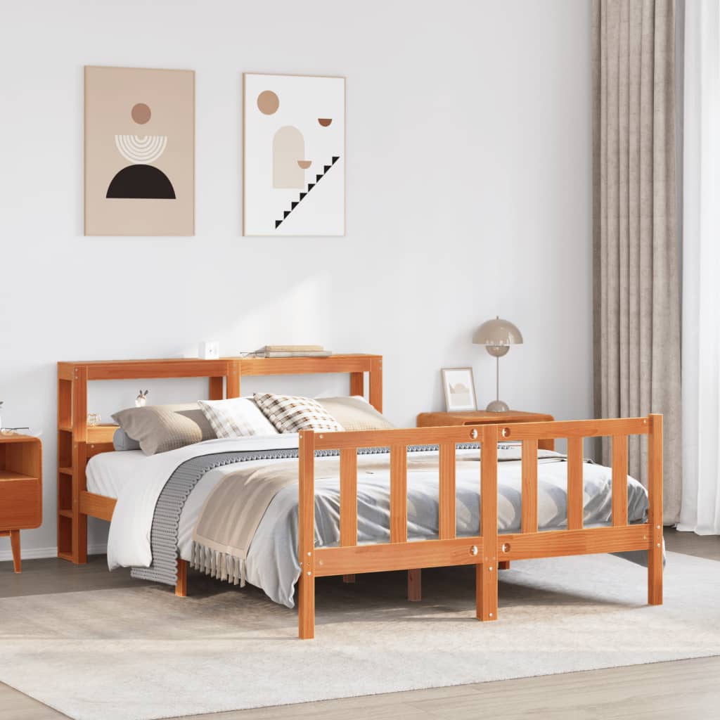 Bed Frame with Headboard without Mattress Wax Brown 150x200 cm King Size