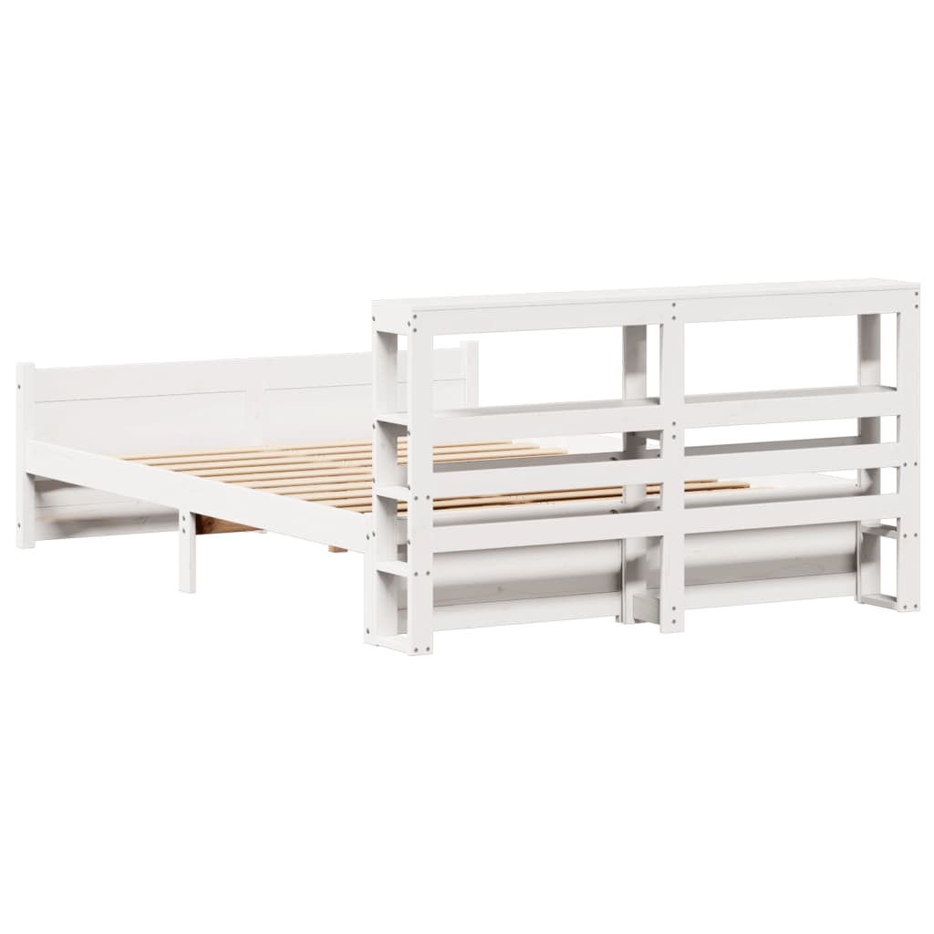 Bed Frame with Headboard without Mattress White 135x190 cm Double