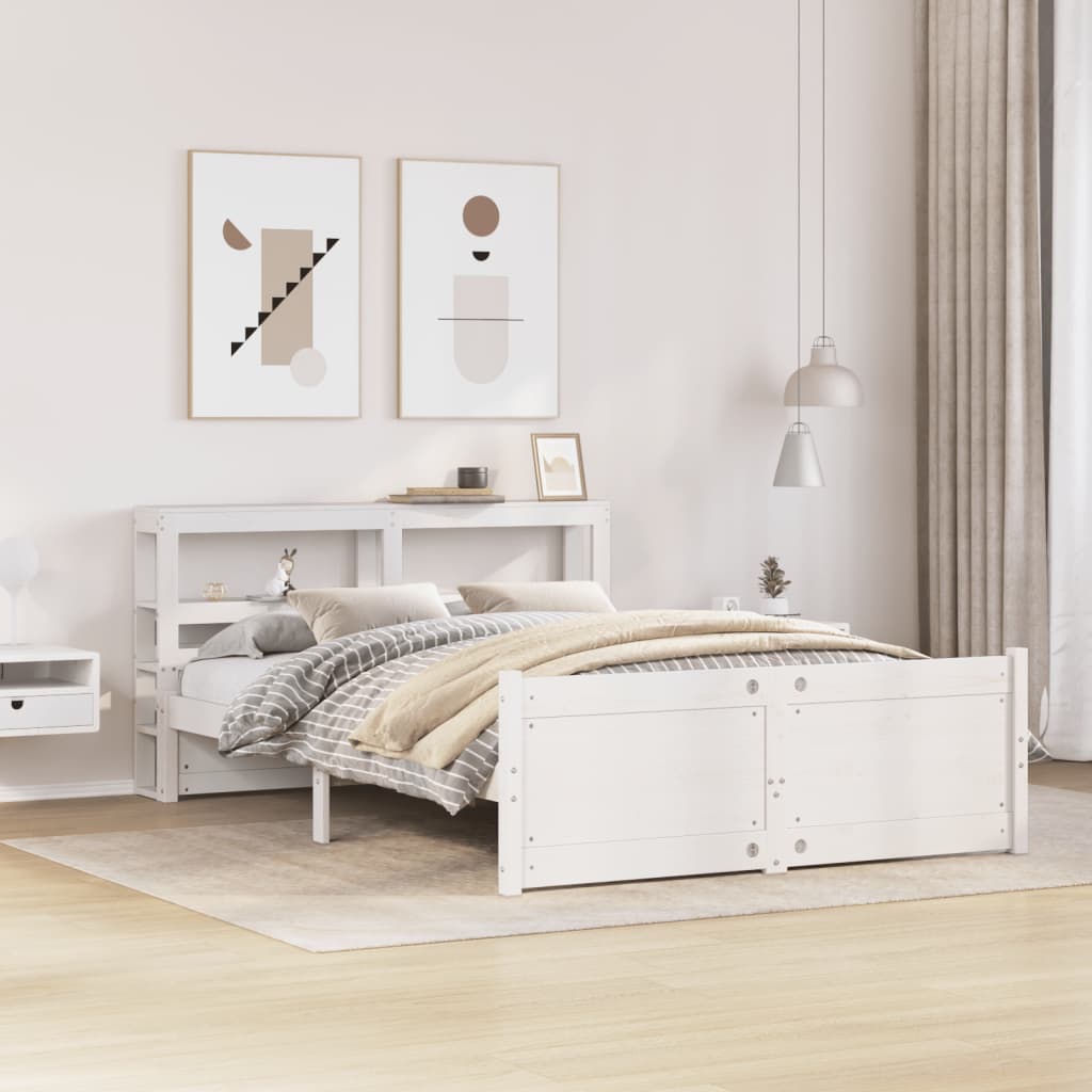 Bed Frame with Headboard without Mattress White 135x190 cm Double