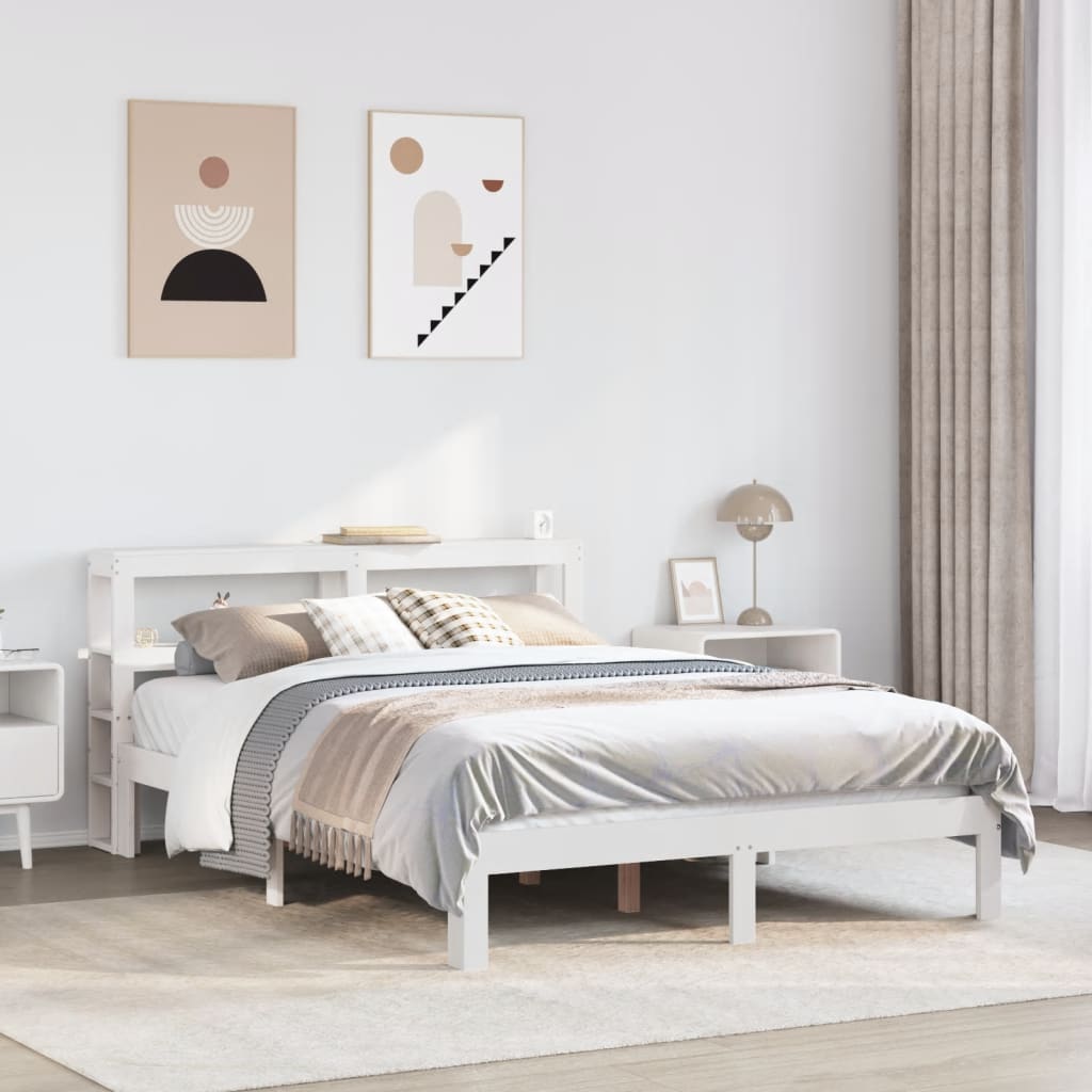 Bed Frame with Headboard without Mattress White 120x190 cm Small Double