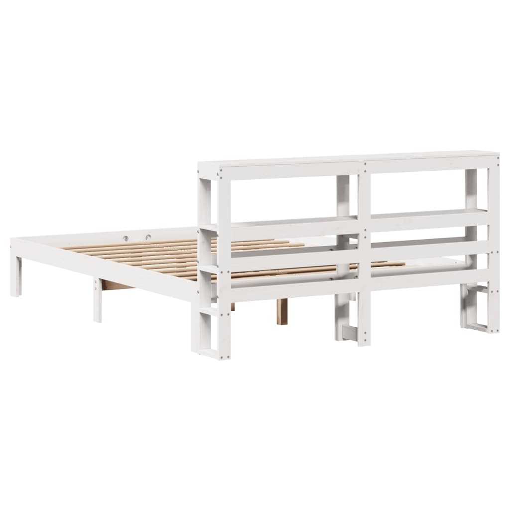 Bed Frame with Headboard without Mattress White 150x200 cm King Size