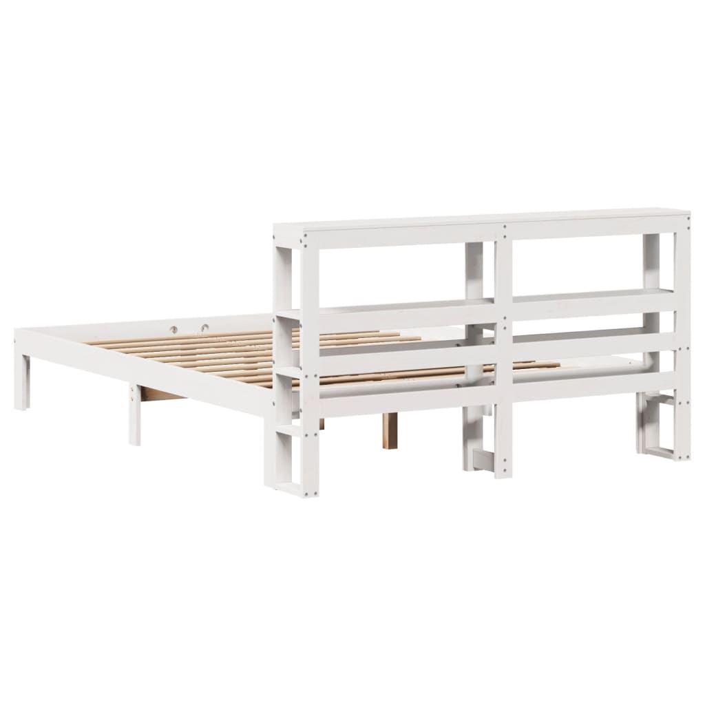 Bed Frame with Headboard without Mattress White 160x200 cm