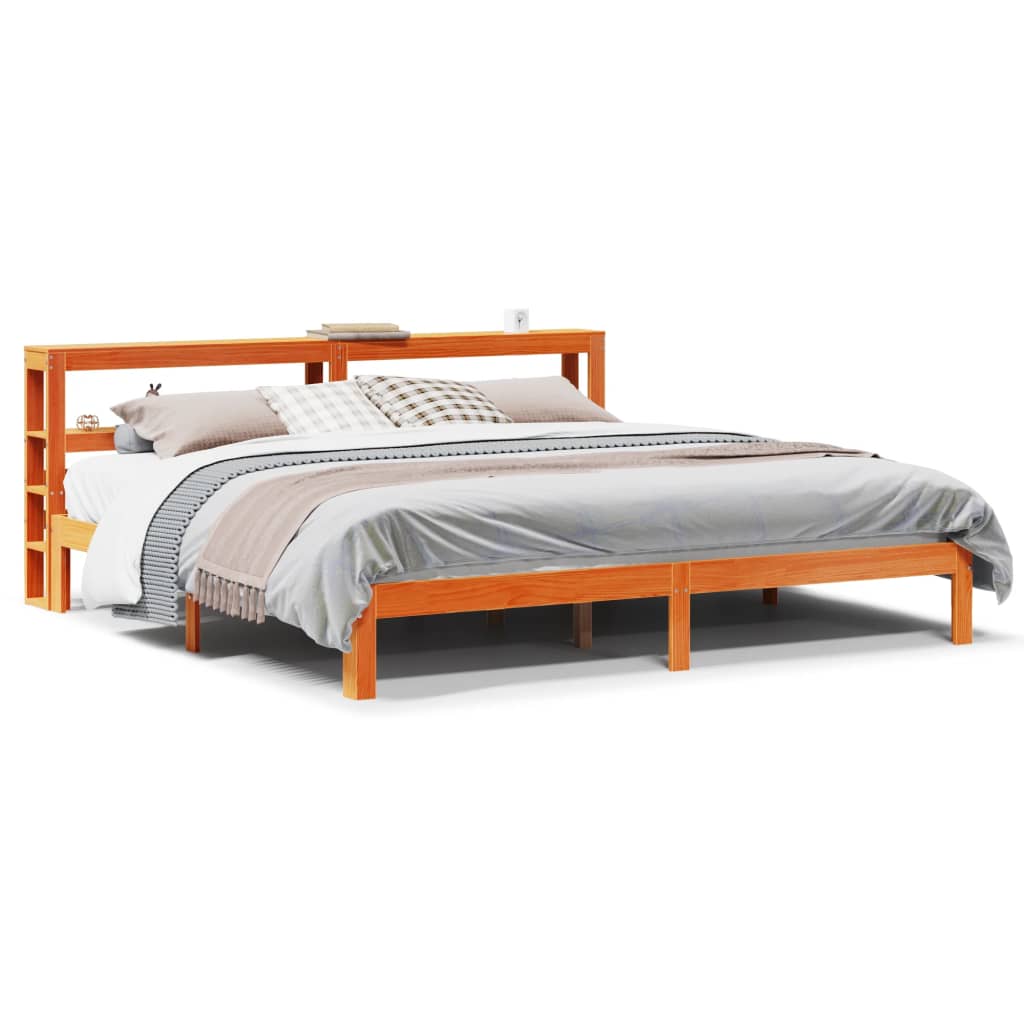 Bed Frame without Mattress Wax Brown 180x200 cm Super King Solid Wood Pine