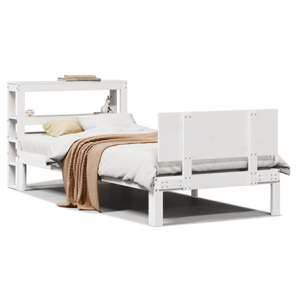 Bed Frame with Headboard without Mattress White 90x190 cm Single