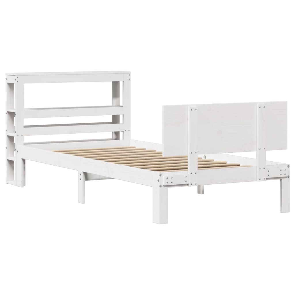Bed Frame with Headboard without Mattress White 90x190 cm Single