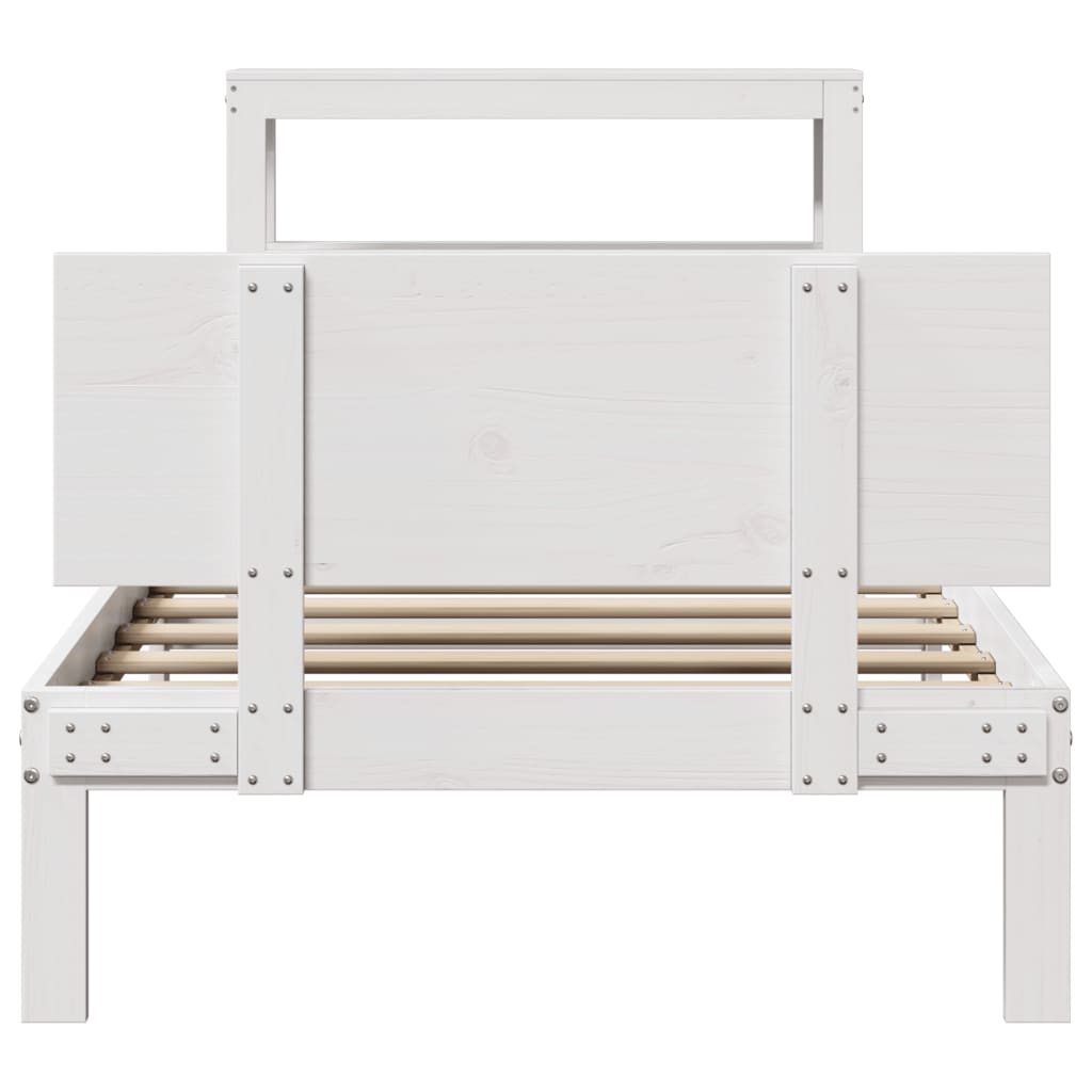 Bed Frame with Headboard without Mattress White 90x190 cm Single