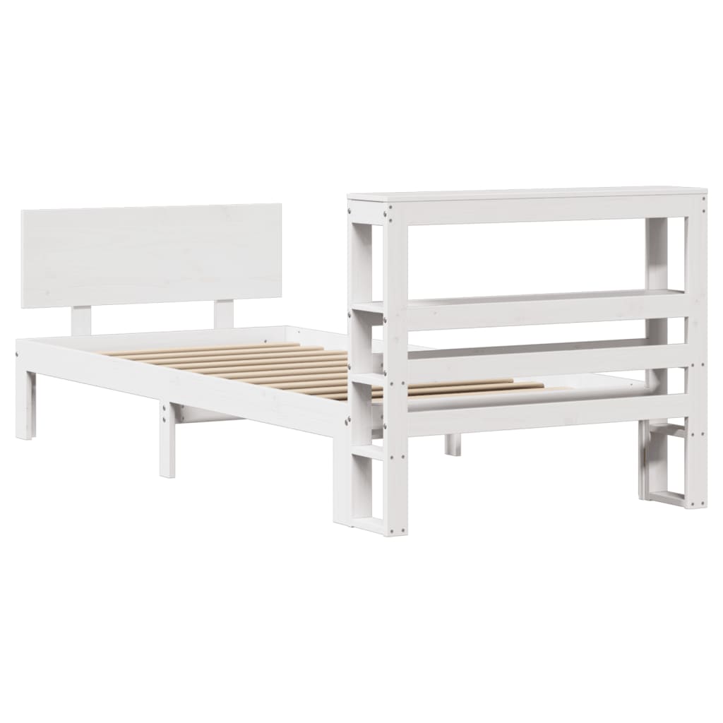 Bed Frame with Headboard without Mattress White 90x190 cm Single