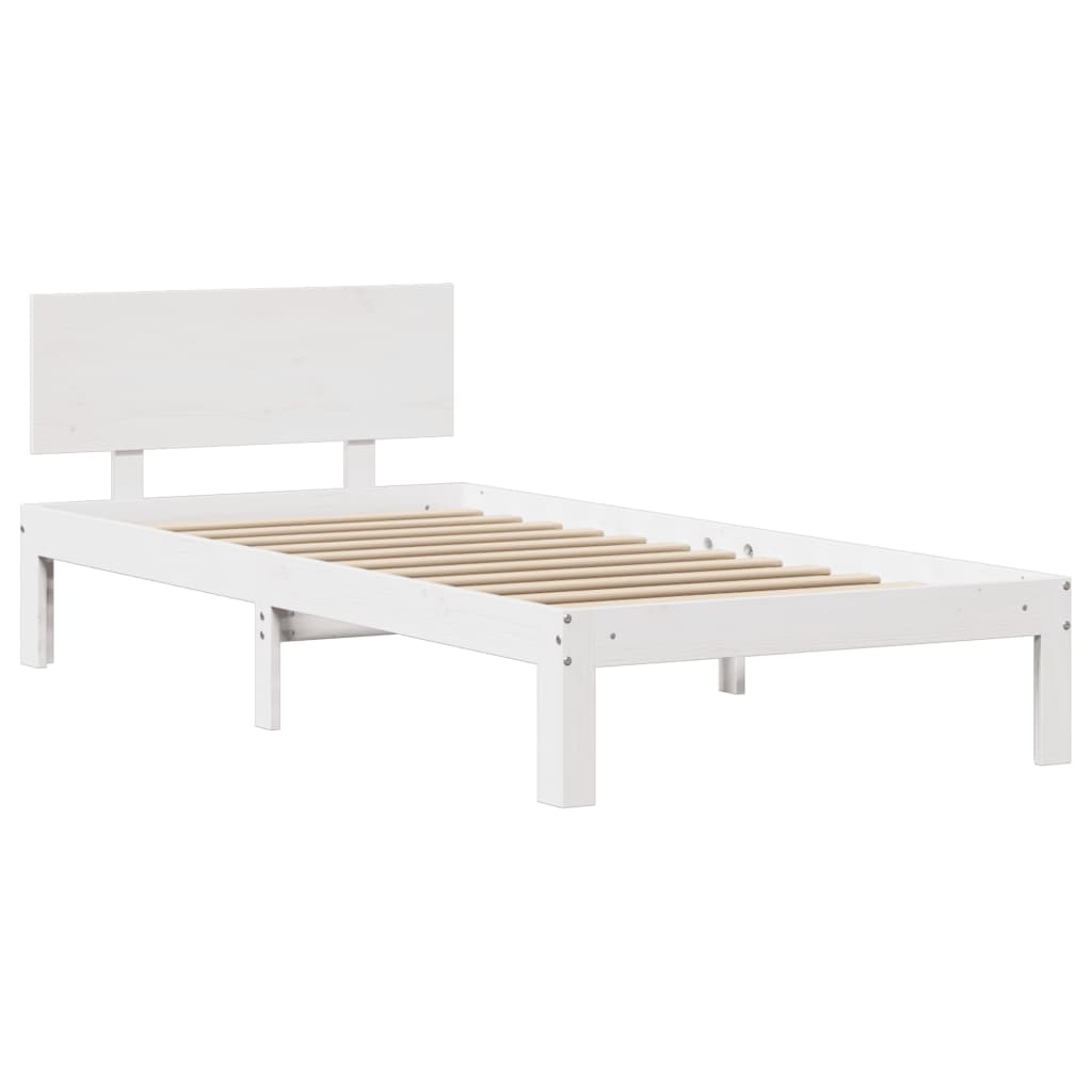 Bed Frame with Headboard without Mattress White 90x190 cm Single