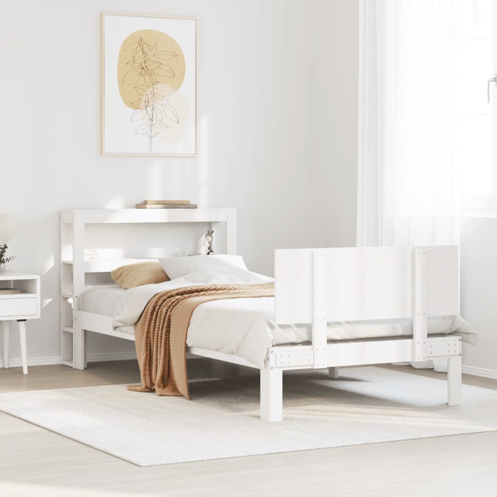 Bed Frame with Headboard without Mattress White 90x190 cm Single
