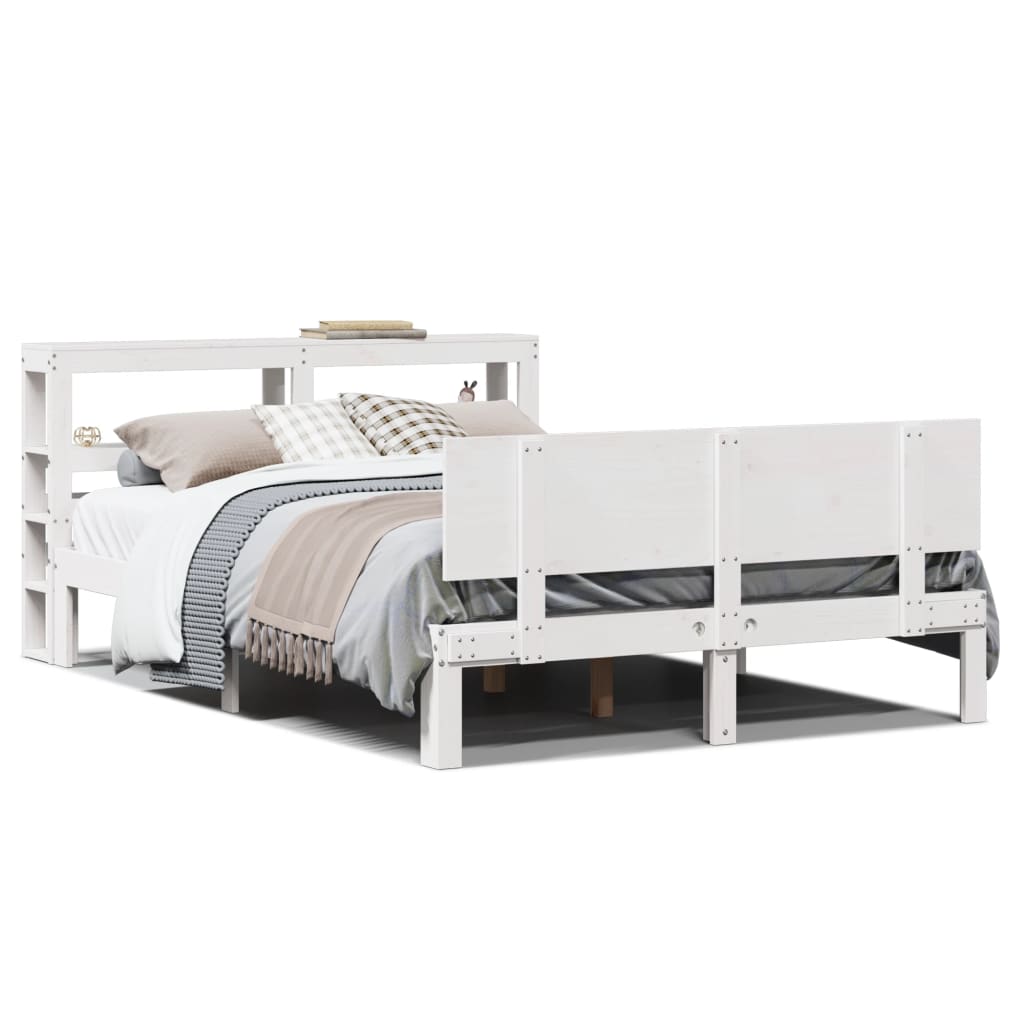Bed Frame with Headboard without Mattress White 140x190 cm