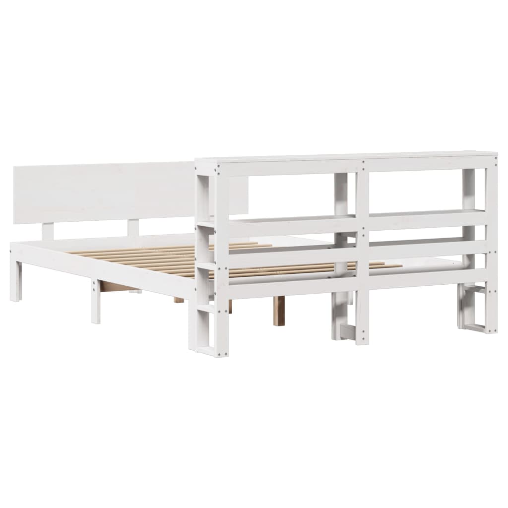 Bed Frame with Headboard without Mattress White 160x200 cm
