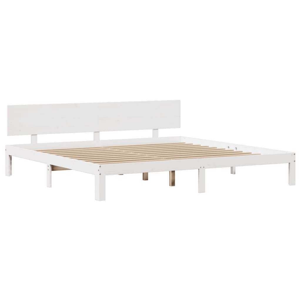 Bed Frame with Headboard without Mattress White 180x200 cm Super King