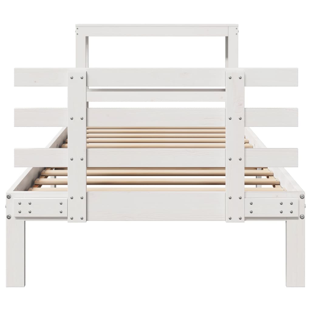 Bed Frame with Headboard without Mattress White 90x190 cm Single