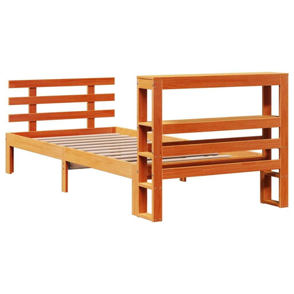 Bed Frame with Headboard without Mattress Wax Brown 100x200 cm