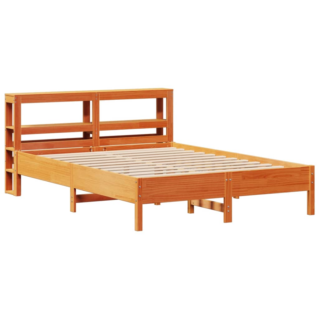 Bed Frame without Mattress Wax Brown 140x200 cm Solid Wood Pine