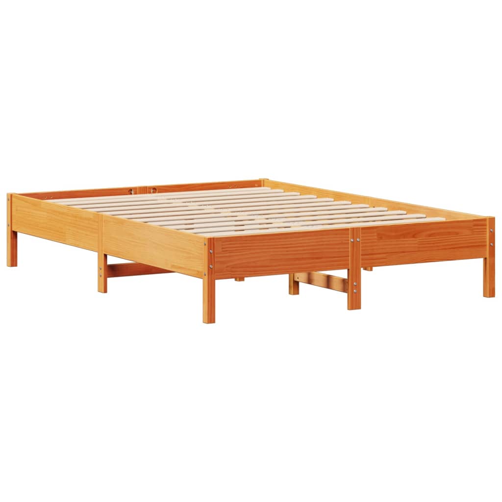 Bed Frame without Mattress Wax Brown 140x200 cm Solid Wood Pine