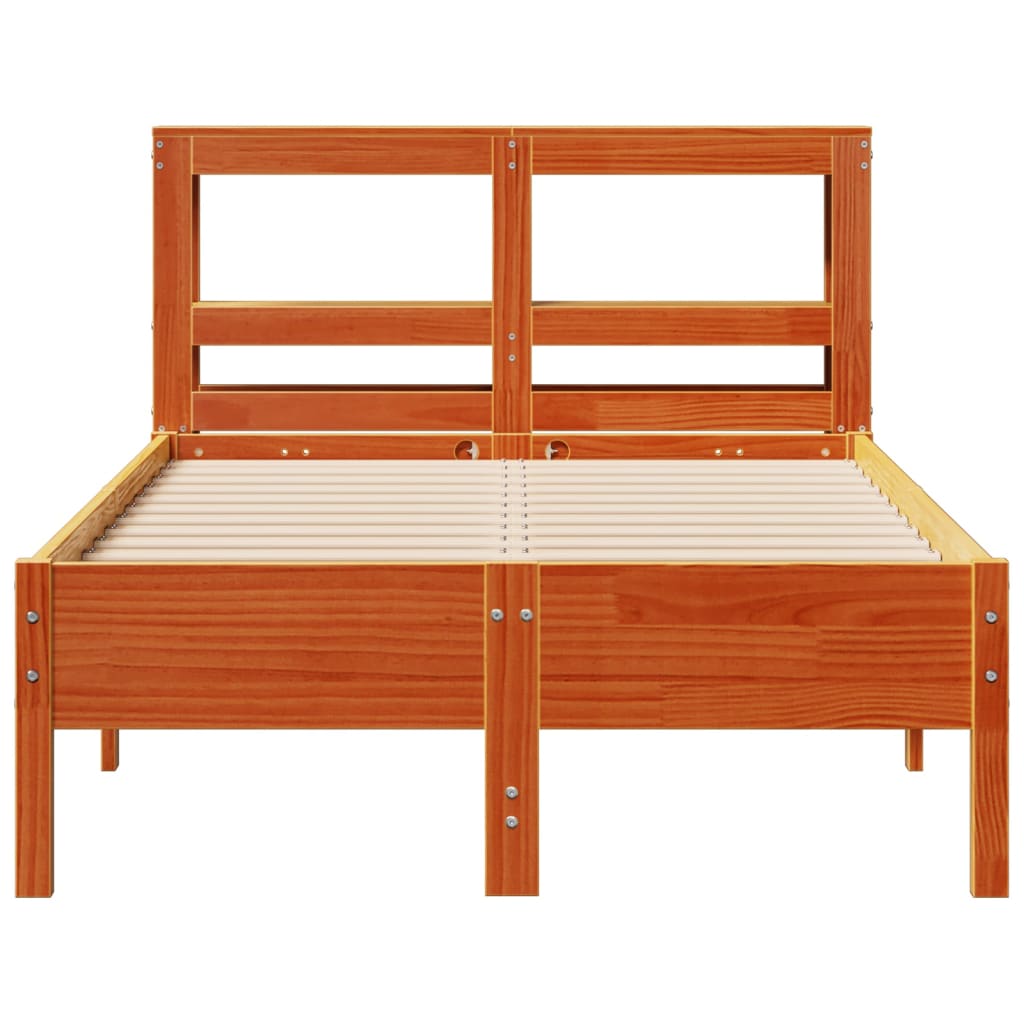 Bed Frame without Mattress Wax Brown 90x200 cm Solid Wood Pine