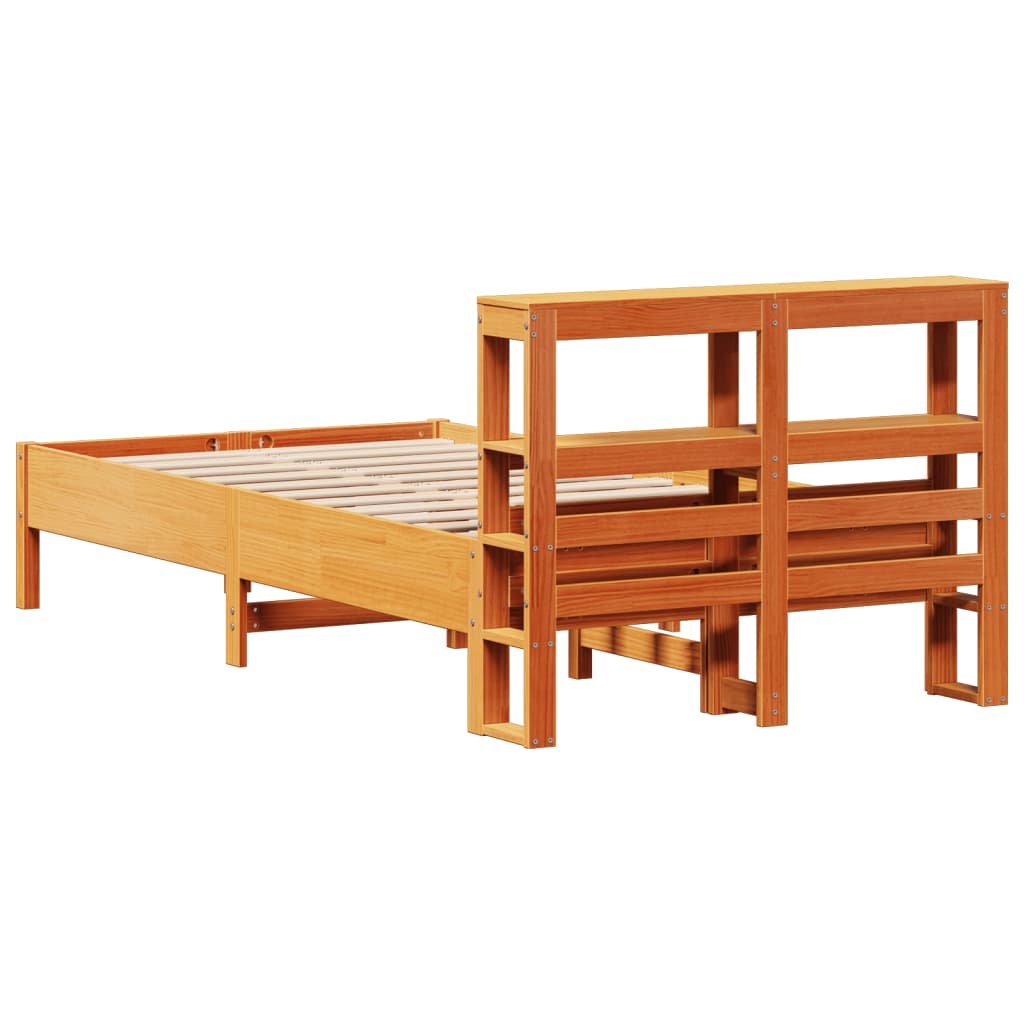 Bed Frame without Mattress Wax Brown 90x200 cm Solid Wood Pine