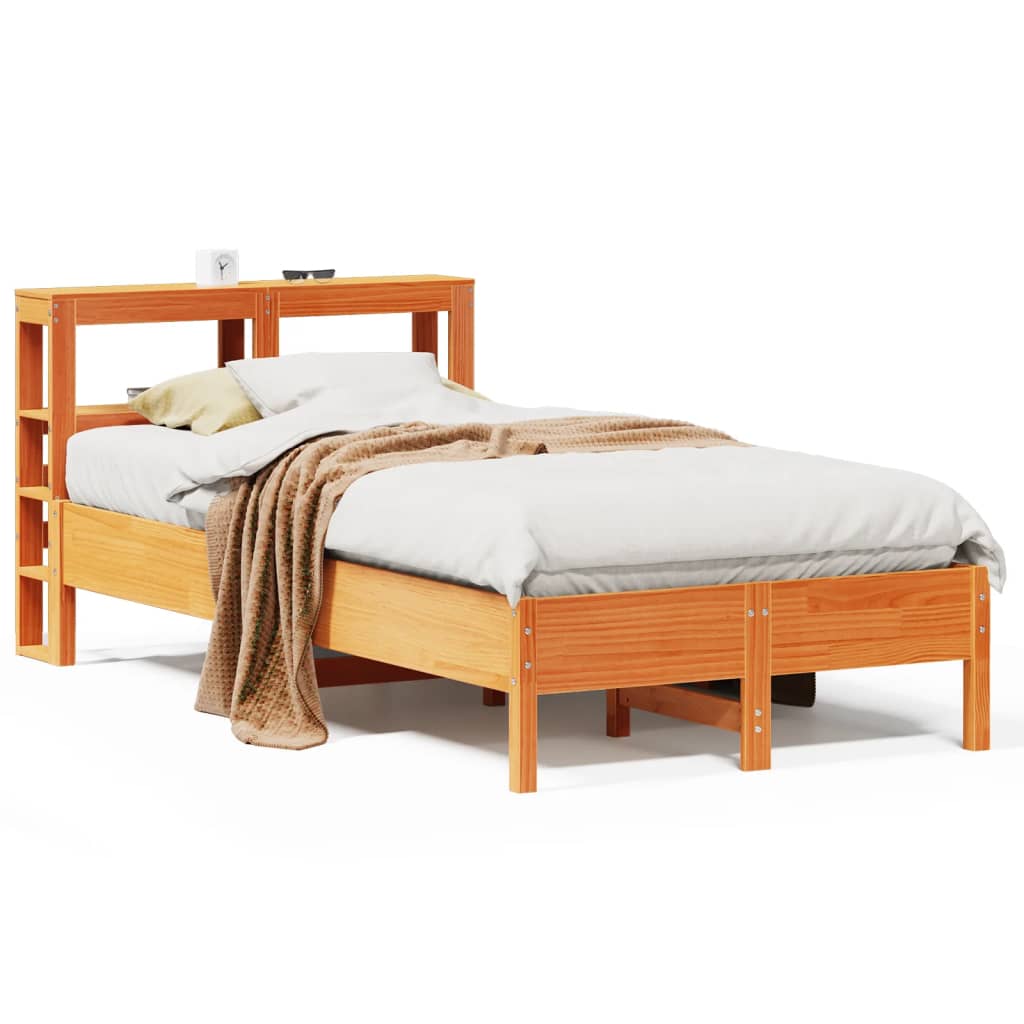 Bed Frame without Mattress Wax Brown 90x190 cm Single Solid Wood Pine